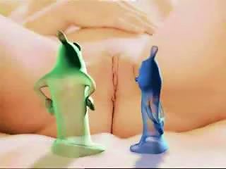 A Cute Animated Character Is Penetrated By Animated Condoms And A Humorous Performer